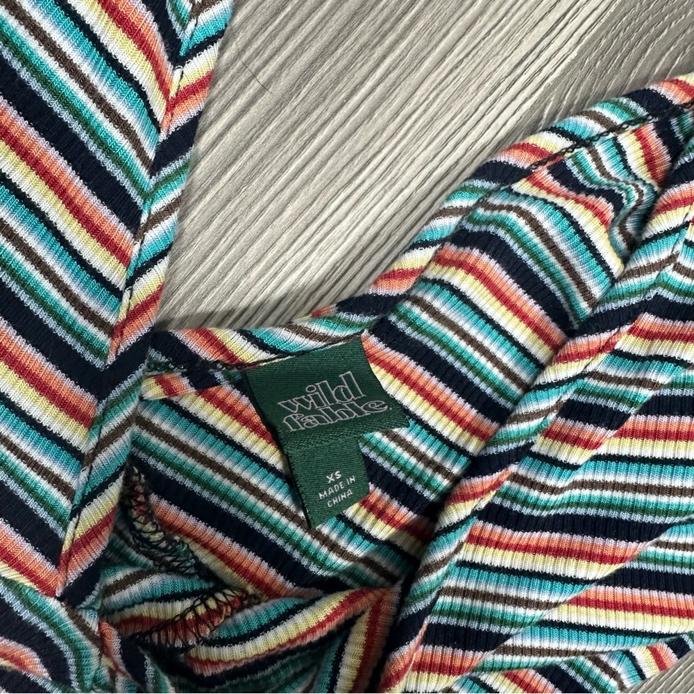 Wild Fable Striped Flutter Sleeve V‎ Neck Mini Dress XS - Picture 3 of 6